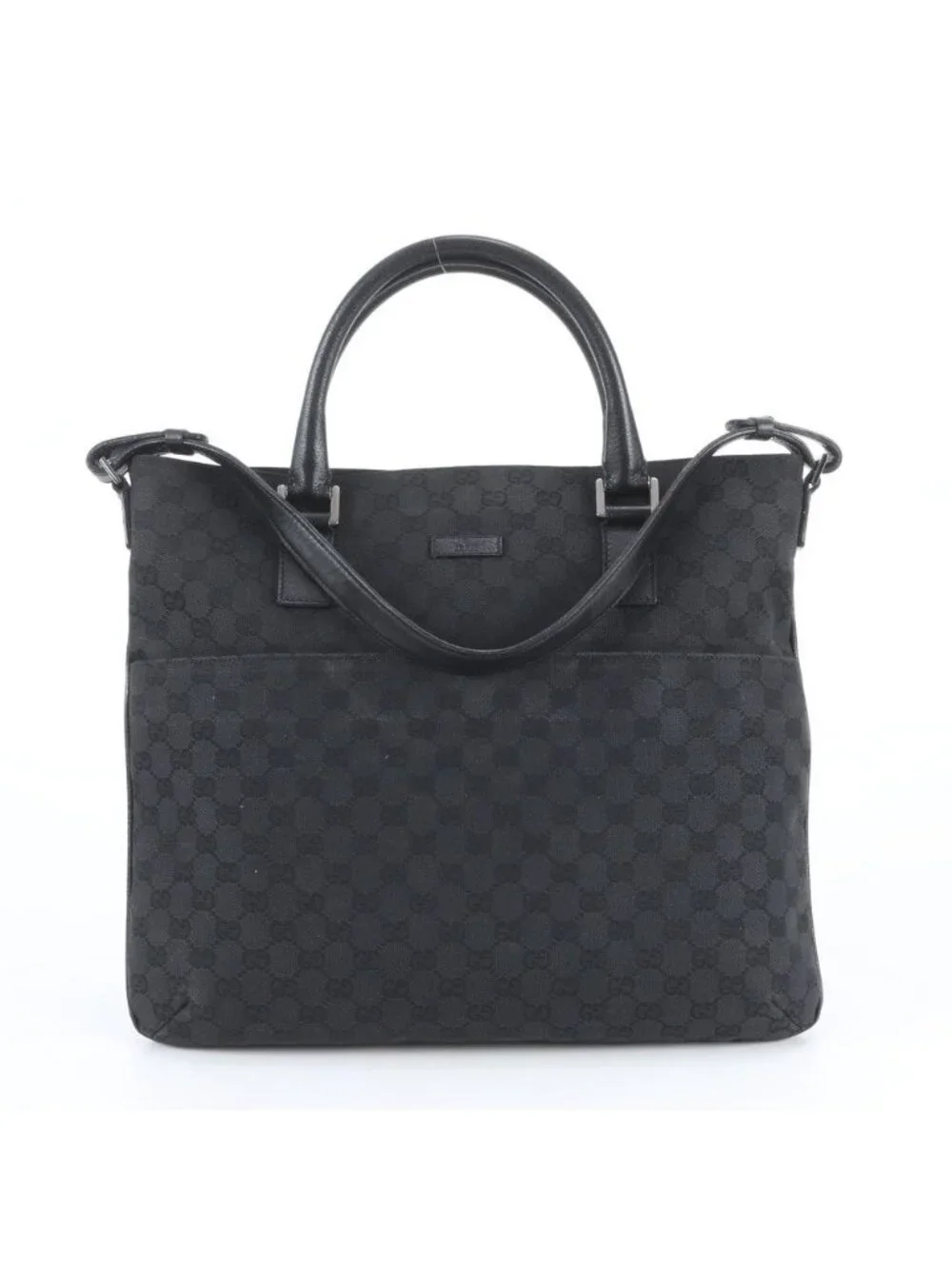 Gucci GG Canvas Leather 2-Way Tote Bag Shoulder Business Black
